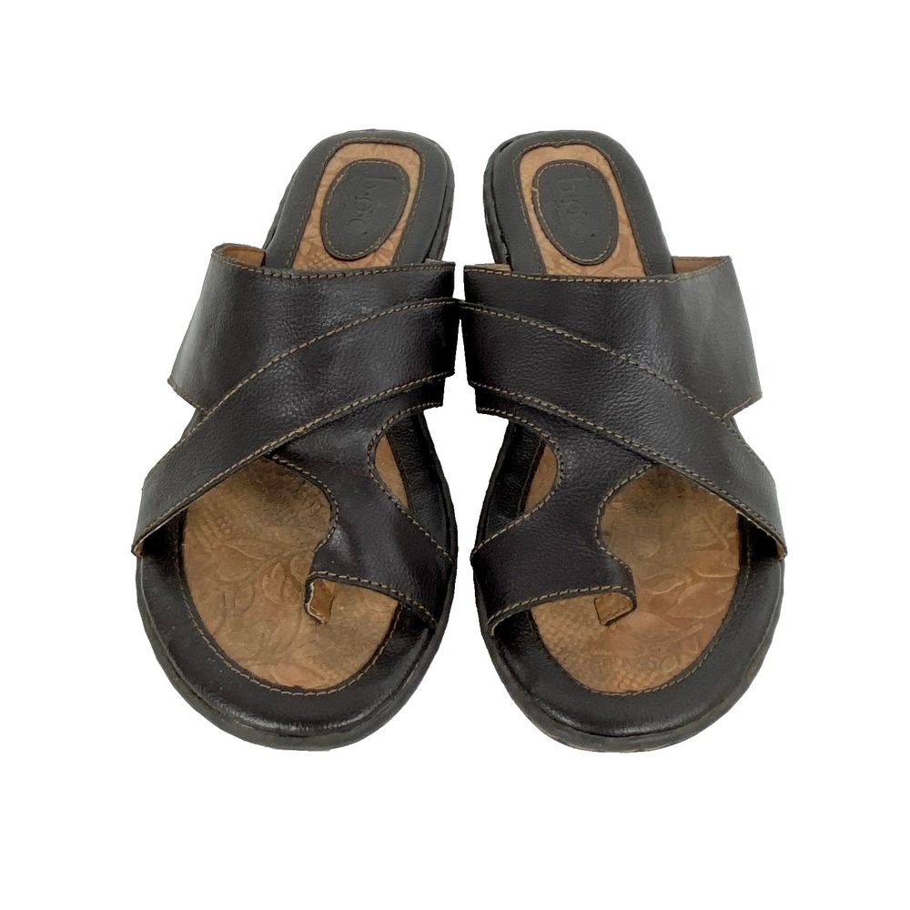boc Born Sandals Women's 8 Slip On Slides Flats Shoes Flip Flops Brown 38.5 - Picture 5 of 9